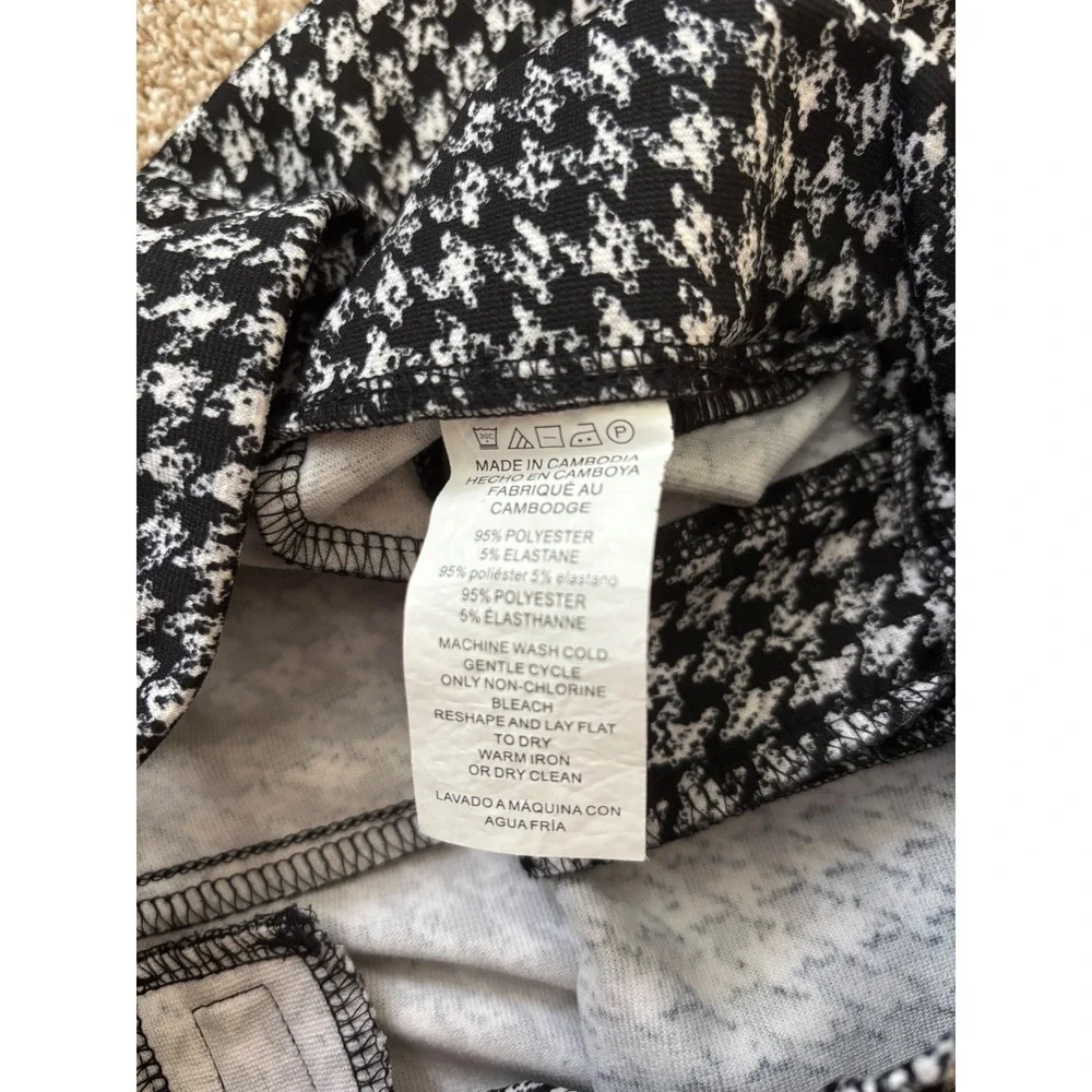 Michael Kors Houndstooth Pants Small Black White Stretch Pull On Professional